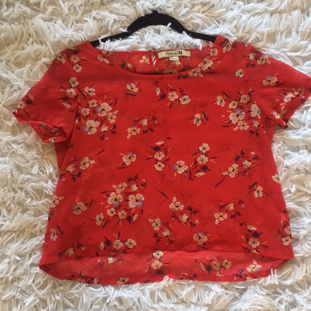 forever 21 sheer chiffon floral top